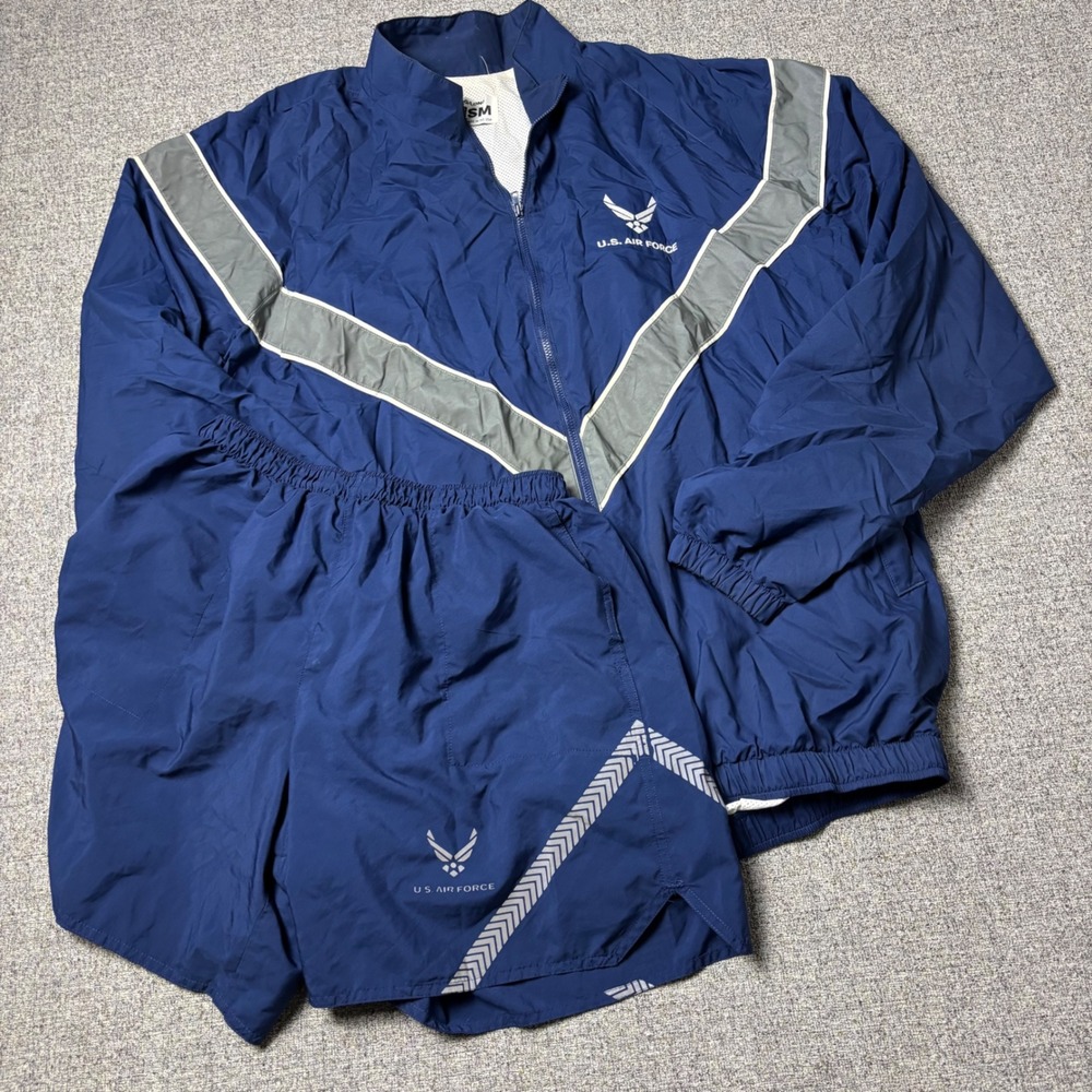 US Air Force Tracksuit Mens L/M Blue IPTU Training Jacket Shorts Set BISM
